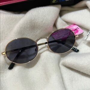 Betsey Johnson Gold Frame Sunglasses with Black Lenses